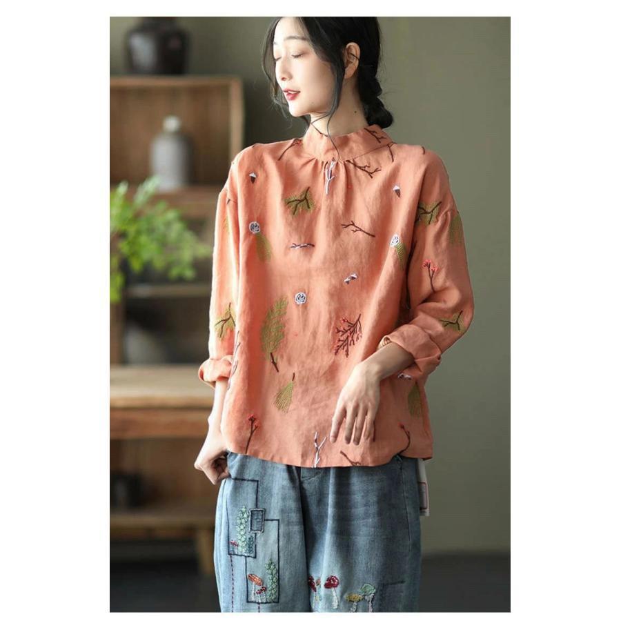 夏新作長袖シャツ リネンシャツ 綿麻シャツ シャツブラウス 刺繍 レディース トップス リバーシブル 通気性 バック開き ボタン留め 春秋 カジュアル 30代 40代 夏新作長袖シャツ リネンシャツ 綿麻シャツ シャツブラウス 刺繍 レディース トップス リバーシブル 通気性 バック開き ボタン留め 春秋 カジュアル 30代 40代