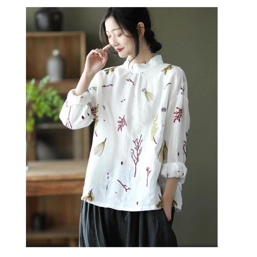 夏新作長袖シャツ リネンシャツ 綿麻シャツ シャツブラウス 刺繍 レディース トップス リバーシブル 通気性 バック開き ボタン留め 春秋 カジュアル 30代 40代 夏新作長袖シャツ リネンシャツ 綿麻シャツ シャツブラウス 刺繍 レディース トップス リバーシブル 通気性 バック開き ボタン留め 春秋 カジュアル 30代 40代