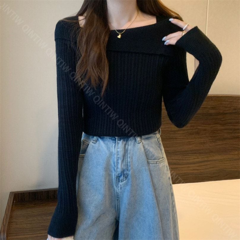 クーポン デザインネック ニット レデイース セーター春夏 トップス 長袖 薄手 秋ニット 無地 トップス ストレッチ 柔らかい 着痩せ 体型カバー 定番 シンプル オフィスセーター カジュアル プル