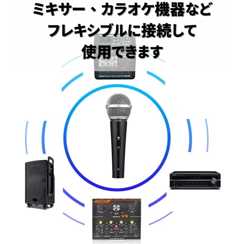 フジレック 超お得な5本セット！ダイナミックマイク XLR フォンケーブル ボーカル 有線 ハンドマイク ナレーション カラオケ DTM スイッチ付き 単一指向性 (ブラック)
