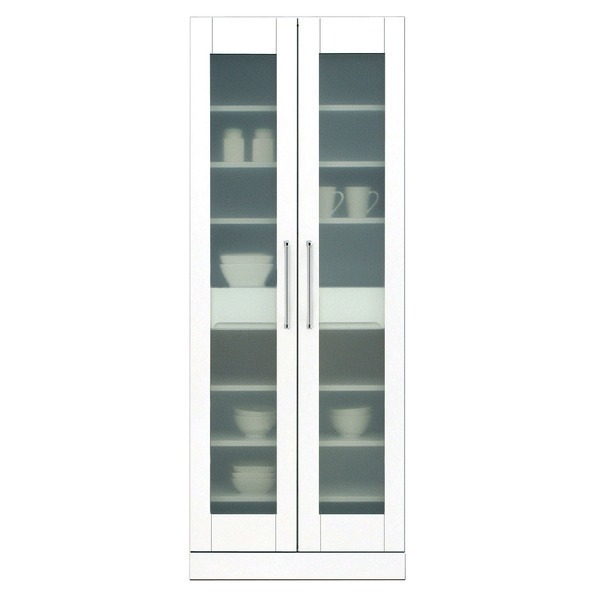 食器棚(キッチン収納庫) 幅70cm 飛散防止加工ガラス扉/可動棚付き 日本製 ホワイト(白) 完成品 開梱設置 食器棚(キッチン収納庫) 幅70cm 飛散防止加工ガラス扉/可動棚付き 日本製 ホワイト(白) 完成品 開梱設置