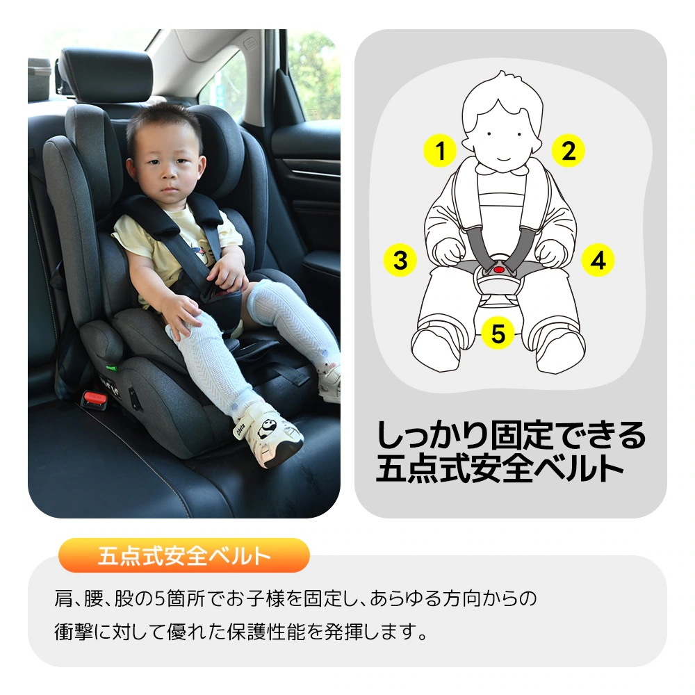 [国内発送]1823【トップテザー】新安全基準R129適合 チャイルドシート ISOFIX 生後9ヶ月-10歳頃 76～150cm ジュニアシート 長く使える 洗える 取付簡単 キッズシート ベビーシ