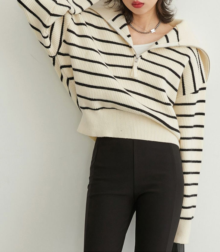 クーポン利用で半額 フェイクツーピース ニット セーター レディース 長袖 秋 冬 トップス シンプル プルオーバー ボーダー カジュアル ニットセーター 長袖ニット 重ね着風 フロントジッパー 韓国 クーポン利用で半額 フェイクツーピース ニット セーター レディース 長袖 秋 冬 トップス シンプル プルオーバー ボーダー カジュアル ニットセーター 長袖ニット 重ね着風 フロントジッパー 韓国