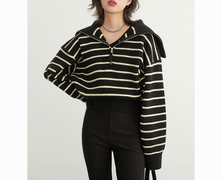 クーポン利用で半額 フェイクツーピース ニット セーター レディース 長袖 秋 冬 トップス シンプル プルオーバー ボーダー カジュアル ニットセーター 長袖ニット 重ね着風 フロントジッパー 韓国 クーポン利用で半額 フェイクツーピース ニット セーター レディース 長袖 秋 冬 トップス シンプル プルオーバー ボーダー カジュアル ニットセーター 長袖ニット 重ね着風 フロントジッパー 韓国