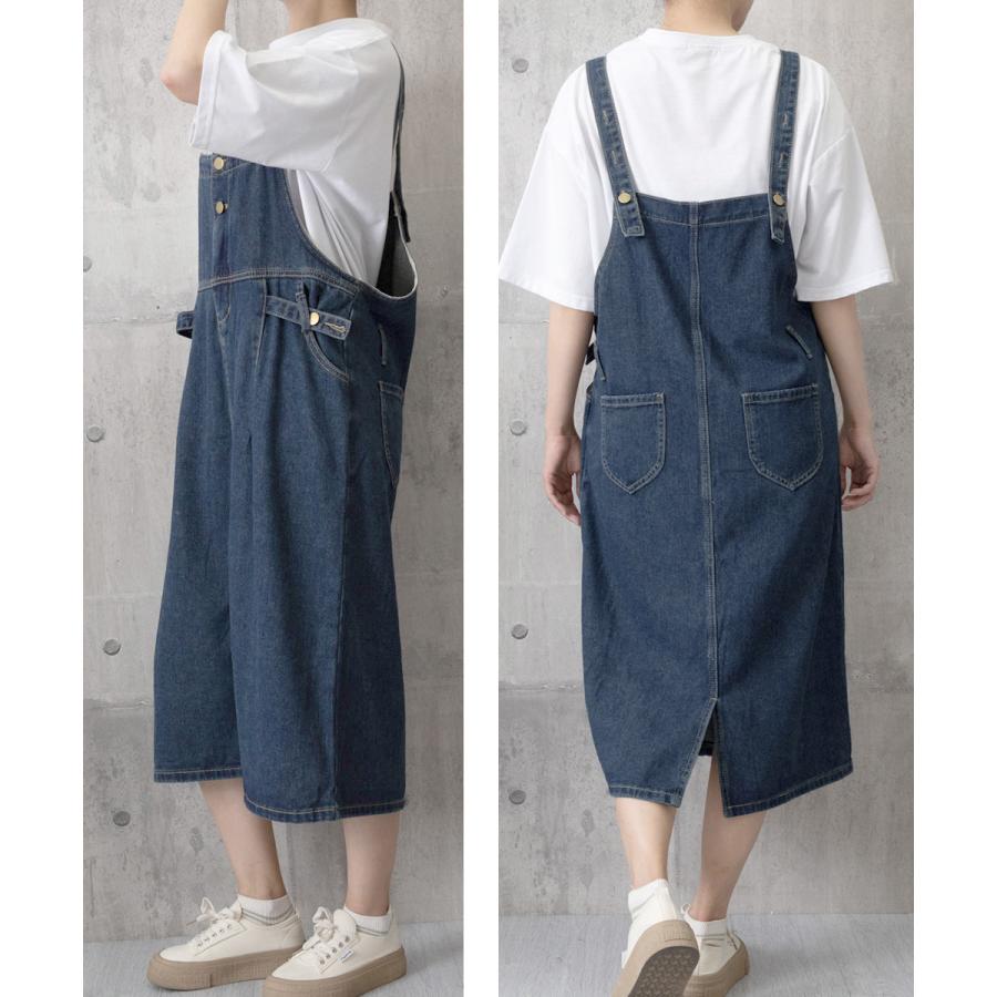 サロペット デニムワンピース 体型カバー サロペット デニムワンピース 体型カバー