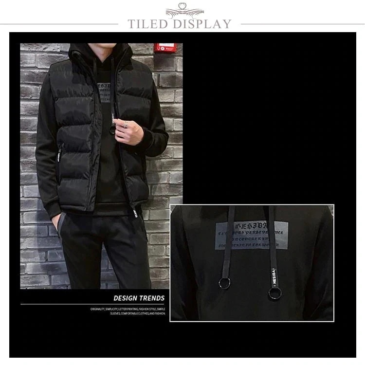 メンズ セットアップ パーカー もこもこ 長袖 裏起毛 ボア スウェット ロングパンツ 点セット トレーニング用 3 ベスト_3