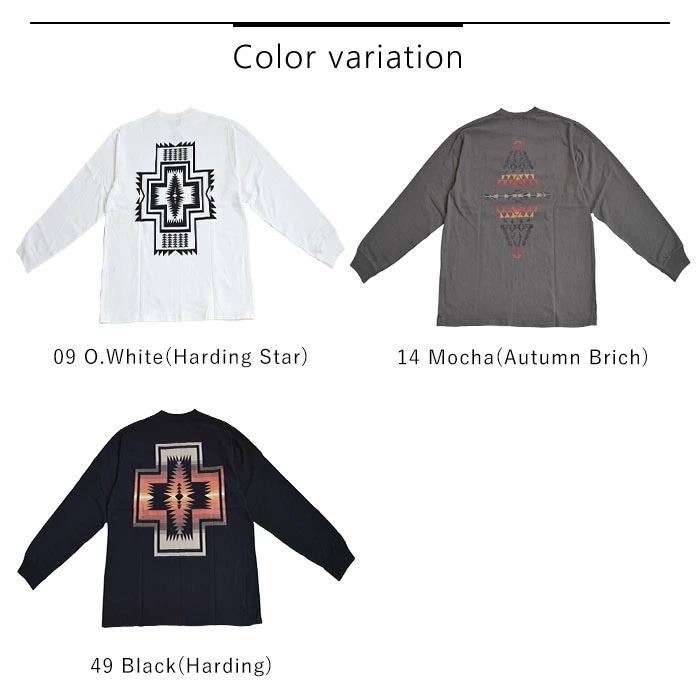 【2025秋冬新作】 ロンT 長袖 Tシャツ ドライタッチ 綿100％ バックプリント ネイティブ柄 幾何学模様 ネイティブアメリカン メンズ レディース メンズ レディース M L 全3色 5475_9