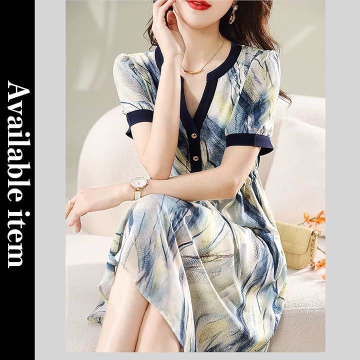 ボタニカル柄 スキッパー ワンピース Aライン ウエスト紐 膝下 丈 春 夏 秋 レディース( ボタニカル, M) ボタニカル柄 スキッパー ワンピース Aライン ウエスト紐 膝下 丈 春 夏 秋 レディース( ボタニカル, M)