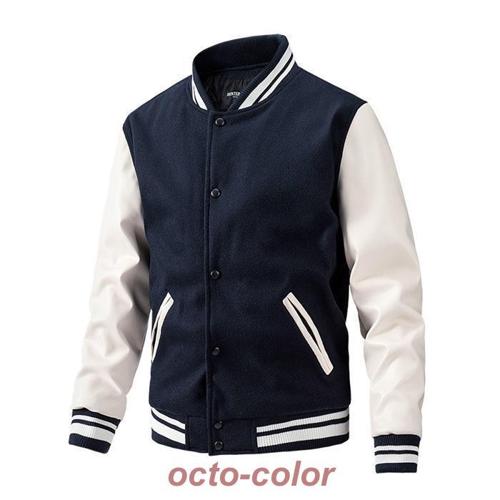 スタジャン メンズ 中綿ジャケット アウター ブルゾン 防寒 秋冬 メルトン 袖革 ラシャ 40代 50代 スタジアムジャンパー