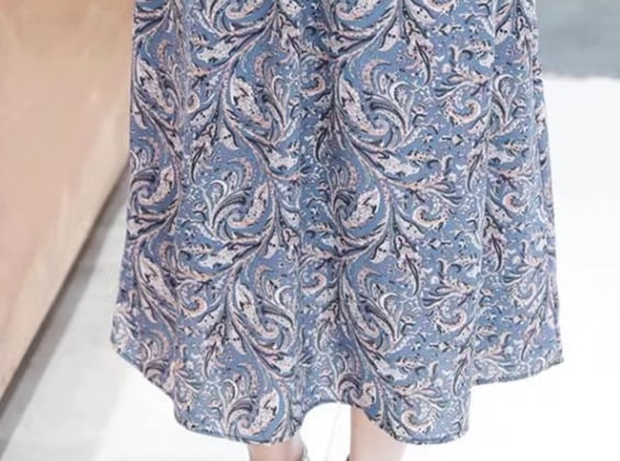 レディース ワンピース プルオーバー デニム デニムワンピース ロング 半袖 Vネック Aライン シフォン ウエストマーク ハイウエスト ウエストゴム 切り替えデザイン ドッキング ストレッチ 伸縮性