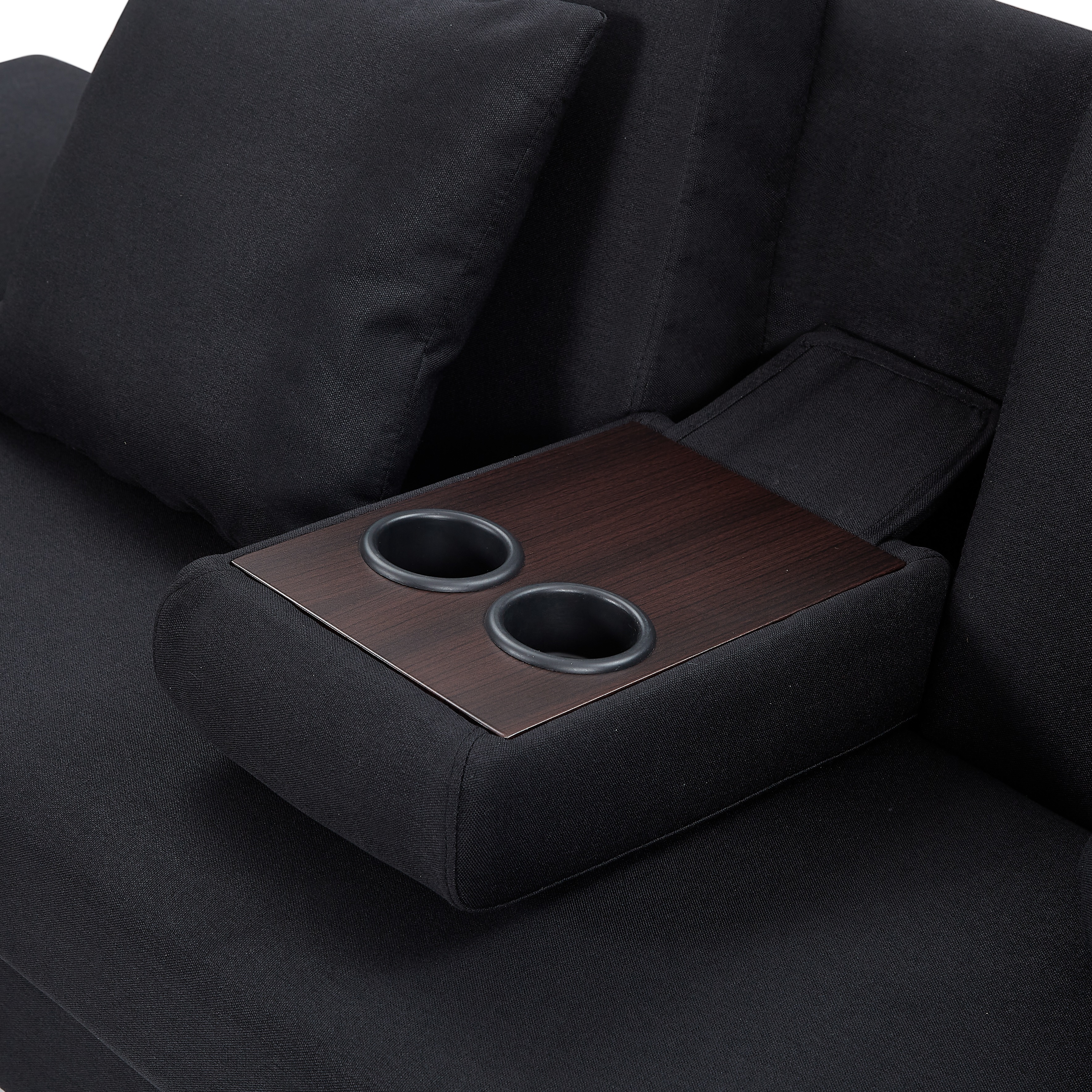 [国内即発送]ソファ　ソファーベッド　カウチソファ　3人掛け　オットマン付き　多機能ソファ　左右側とも取り付けるアームレスト　たくさん収納　レイアウト自由　クッション2個 (do not includ