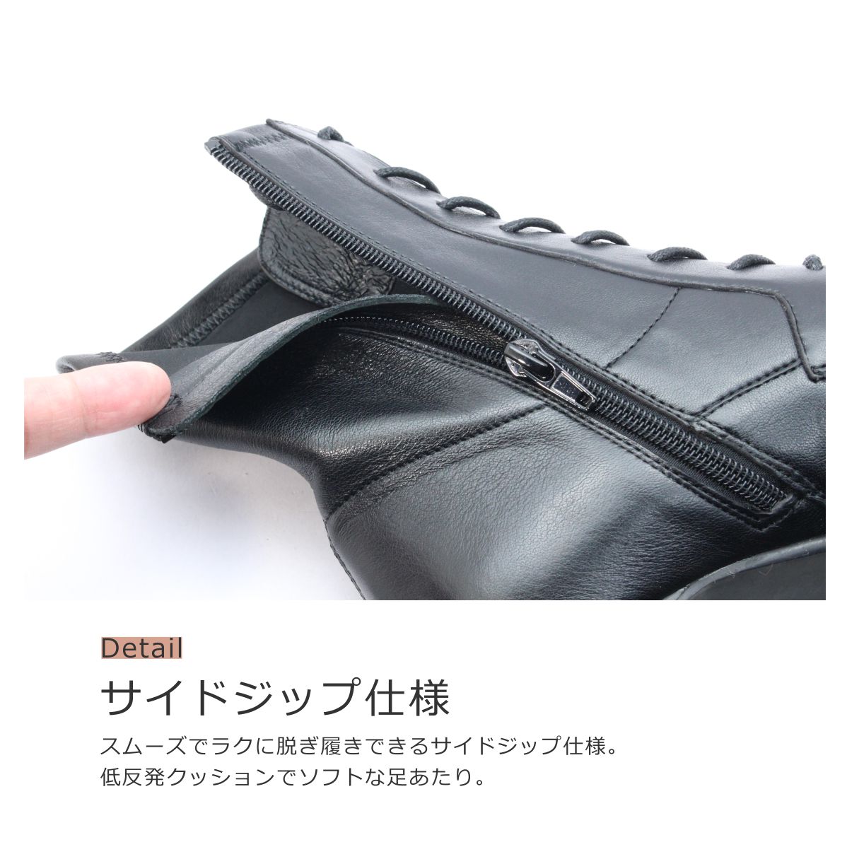 cavacava サヴァサヴァ サバサバ レディース ブーツ 1320553 厚底 ストレッチ レースアップ 編み上げ 防滑 本革 靴 黒 ブラック ダークブラウン_2
