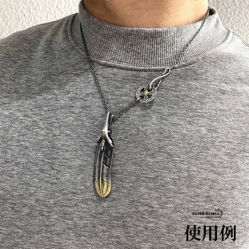 925 フェザーネックレスチェーン 燻 [cs005-a]