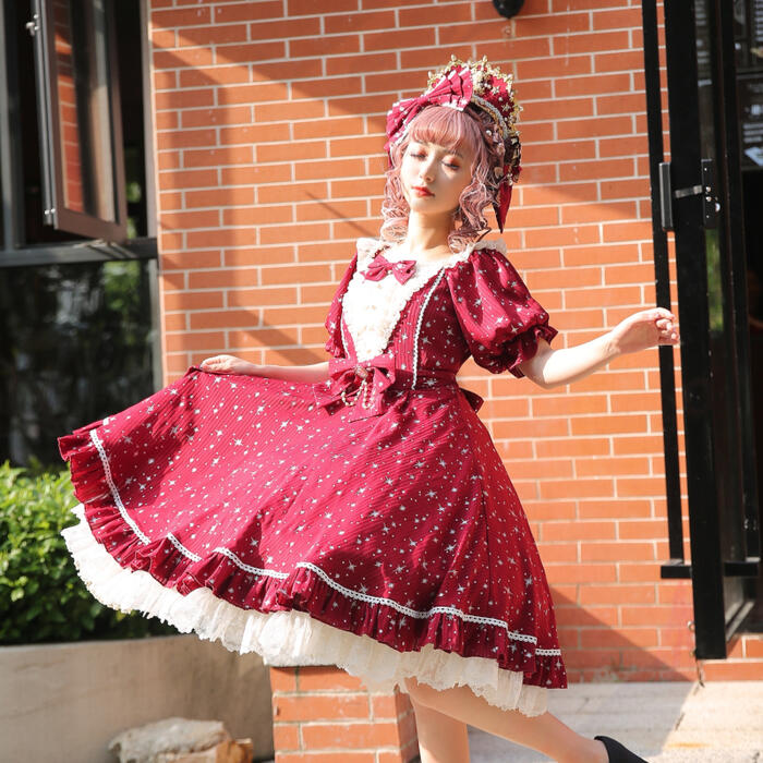 ロリィタ ロココ調 ワンピース ドレス 半袖 かわいい クラシカル クラロリ ゴスロリ 3色展開 XS-4XL 姫ロリ ロリータ ゆめかわいい 星空 シフォン キラキラ エレガント パーテ ロリィタ ロココ調 ワンピース ドレス 半袖 かわいい クラシカル クラロリ ゴスロリ 3色展開 XS-4XL 姫ロリ ロリータ ゆめかわいい 星空 シフォン キラキラ エレガント パーテ