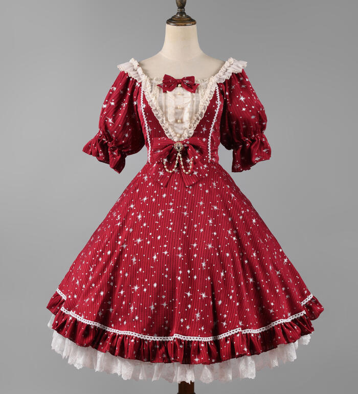 ロリィタ ロココ調 ワンピース ドレス 半袖 かわいい クラシカル クラロリ ゴスロリ 3色展開 XS-4XL 姫ロリ ロリータ ゆめかわいい 星空 シフォン キラキラ エレガント パーテ ロリィタ ロココ調 ワンピース ドレス 半袖 かわいい クラシカル クラロリ ゴスロリ 3色展開 XS-4XL 姫ロリ ロリータ ゆめかわいい 星空 シフォン キラキラ エレガント パーテ
