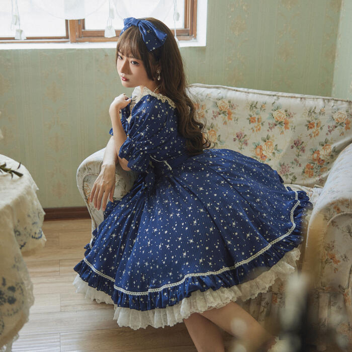 ロリィタ ロココ調 ワンピース ドレス 半袖 かわいい クラシカル クラロリ ゴスロリ 3色展開 XS-4XL 姫ロリ ロリータ ゆめかわいい 星空 シフォン キラキラ エレガント パーテ ロリィタ ロココ調 ワンピース ドレス 半袖 かわいい クラシカル クラロリ ゴスロリ 3色展開 XS-4XL 姫ロリ ロリータ ゆめかわいい 星空 シフォン キラキラ エレガント パーテ