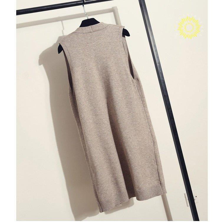 ニットベスト ジレ ロング丈 レディース アウター カーディガン ノーボタン ノースリーブ 秋服 無地 春秋 ポケット付き otomesun カジュアル オシャレ 前開き ニットベスト ジレ ロング丈 レディース アウター カーディガン