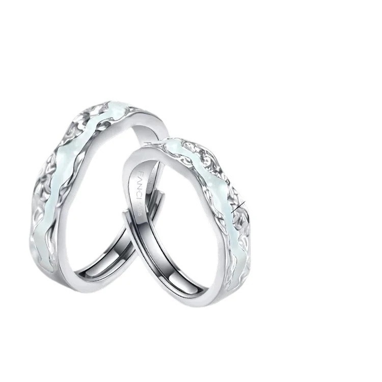 【1つ買うと12つ無料】韓国 指輪 オーロラカップルペアリング夜光戒男女ペアリング レディース 可愛らしい キラッとリング ファッション164