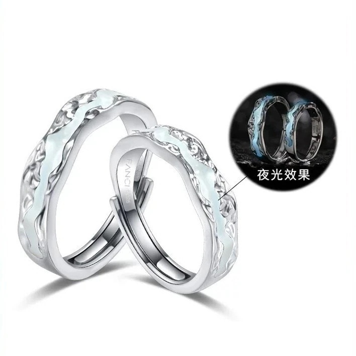 【1つ買うと12つ無料】韓国 指輪 オーロラカップルペアリング夜光戒男女ペアリング レディース 可愛らしい キラッとリング ファッション164