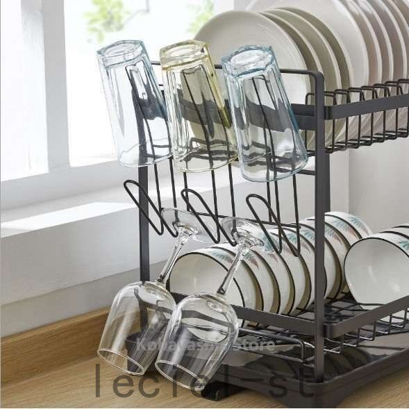 水切りラックコンパクト水切りかご大容量スリムキッチン食器収納水切りバスケット2段水切りトレー付き食器