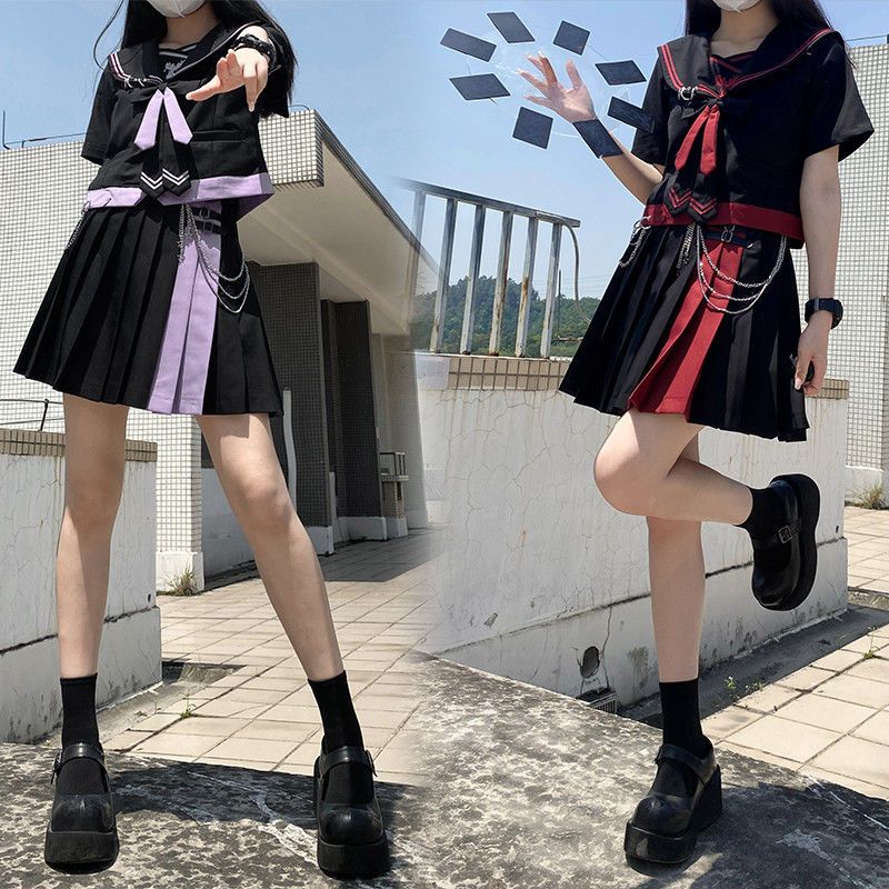 新作コスプレjk制服スーツ新型双子の不良少女セーラー服長袖ロングスカート 新作コスプレjk制服スーツ新型双子の不良少女セーラー服長袖ロングスカート