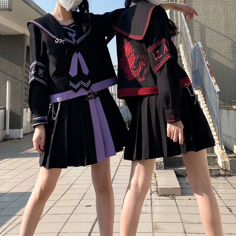 新作コスプレjk制服スーツ新型双子の不良少女セーラー服長袖ロングスカート 新作コスプレjk制服スーツ新型双子の不良少女セーラー服長袖ロングスカート