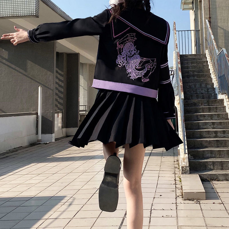 新作コスプレjk制服スーツ新型双子の不良少女セーラー服長袖ロングスカート 新作コスプレjk制服スーツ新型双子の不良少女セーラー服長袖ロングスカート