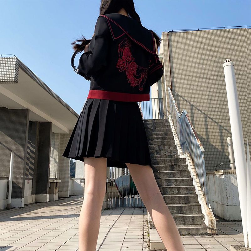 新作コスプレjk制服スーツ新型双子の不良少女セーラー服長袖ロングスカート 新作コスプレjk制服スーツ新型双子の不良少女セーラー服長袖ロングスカート