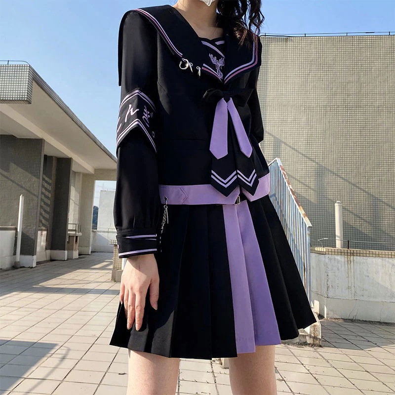 新作コスプレjk制服スーツ新型双子の不良少女セーラー服長袖ロングスカート 新作コスプレjk制服スーツ新型双子の不良少女セーラー服長袖ロングスカート