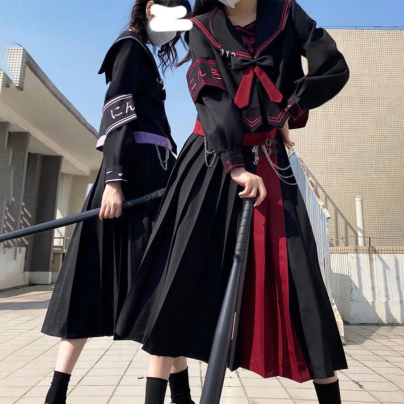 新作コスプレjk制服スーツ新型双子の不良少女セーラー服長袖ロングスカート 新作コスプレjk制服スーツ新型双子の不良少女セーラー服長袖ロングスカート