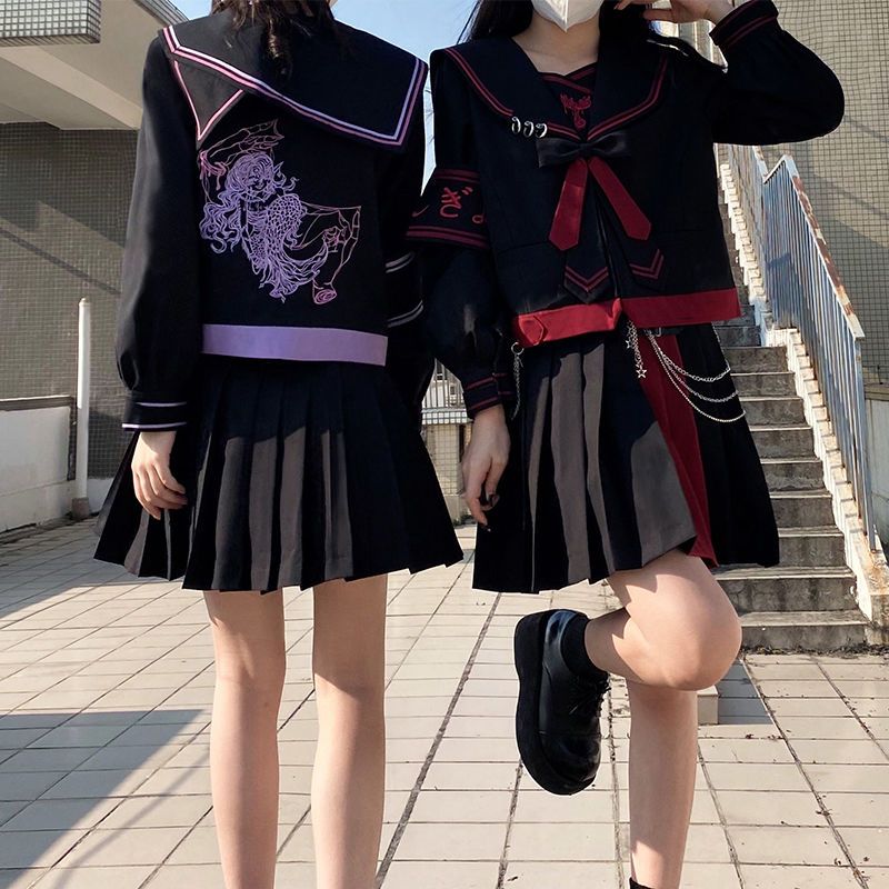 新作コスプレjk制服スーツ新型双子の不良少女セーラー服長袖ロングスカート 新作コスプレjk制服スーツ新型双子の不良少女セーラー服長袖ロングスカート