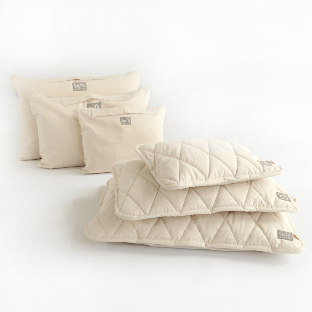 そば枕 safo オーガニック 35X55cm ウォッシャブル サフォ 枕 まくら ピローケース付き オーガニックコットン 100％ 日本製 そば殻 洗える カバー 防ダニ 無蛍光 無染色
