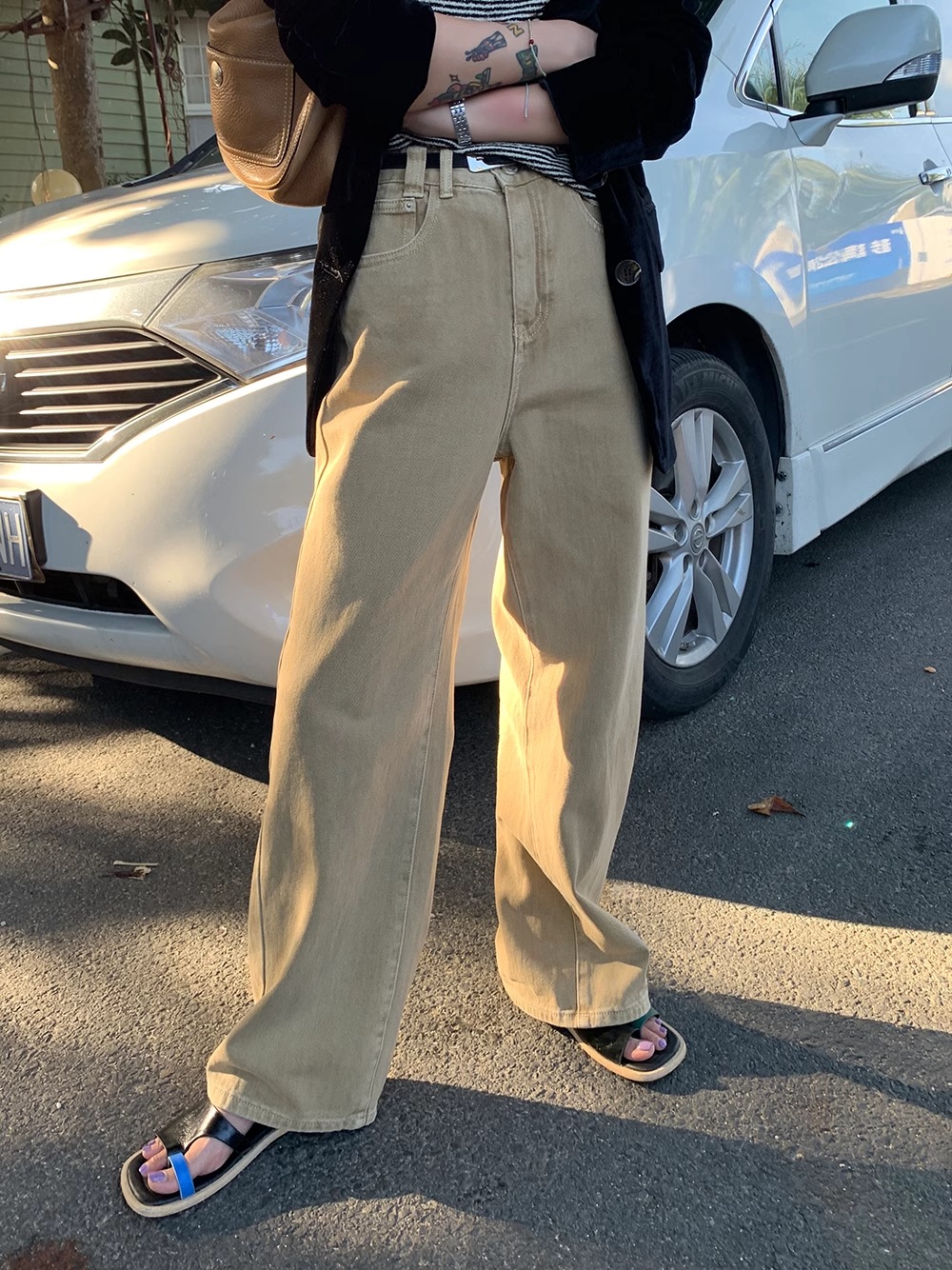 レディース パンツ ボトムス ワイドパンツ ワイド ストリート シンプル カジュアル おしゃれ かっこいい レトロ こなれ感 ラフ メンズライク ボーイッシュ スポーティー クール ヴィンテージ_2