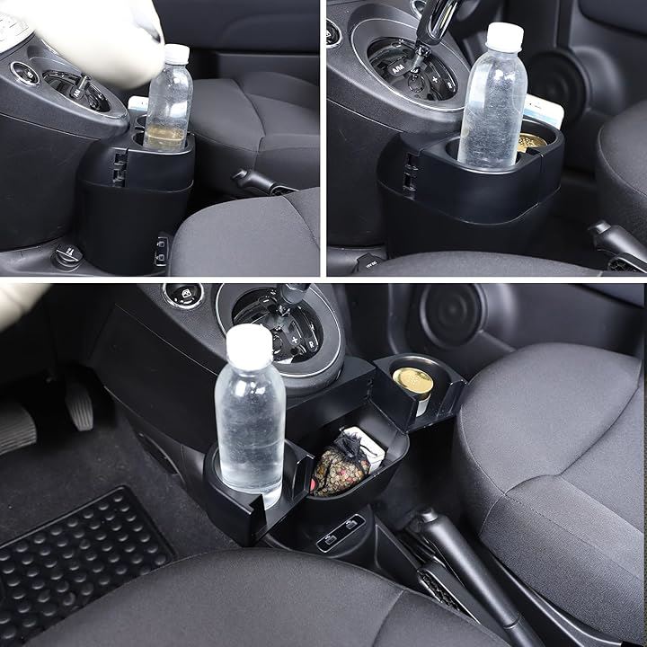 新型 フィアット 500 2016～2025に適用 収納ボックス センター センターカップホルダー収納ボックス 収納バッグ 多機能カップホルダー ABS製(ブラック)