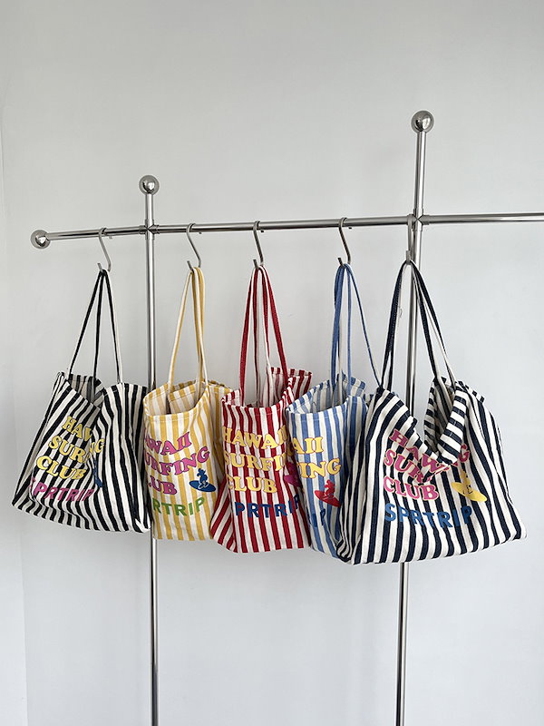 Qoo10] 細いストライプカジュアルキャンバスバッグ