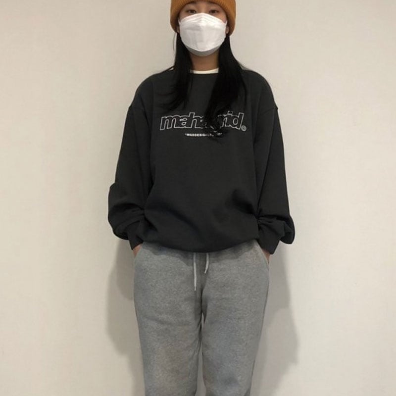 [MAHAGRID] MG2BSMM481A THIRD LOGO CREWNECK マハグリッド スウェッ 長袖 シンプル Tシャツ レディース メンズ 韓国ファッション