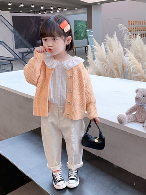 女の子 秋冬 新作 ファッション 洋風 ネット赤 子供服 子供服 赤ちゃん ニット カーディガン ブ
