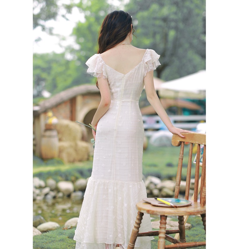 6585 ヘビー刺繍フレンチロマンチックライトラグジュアリーライトウェディングドレスフィッシュテールドレスBQ72