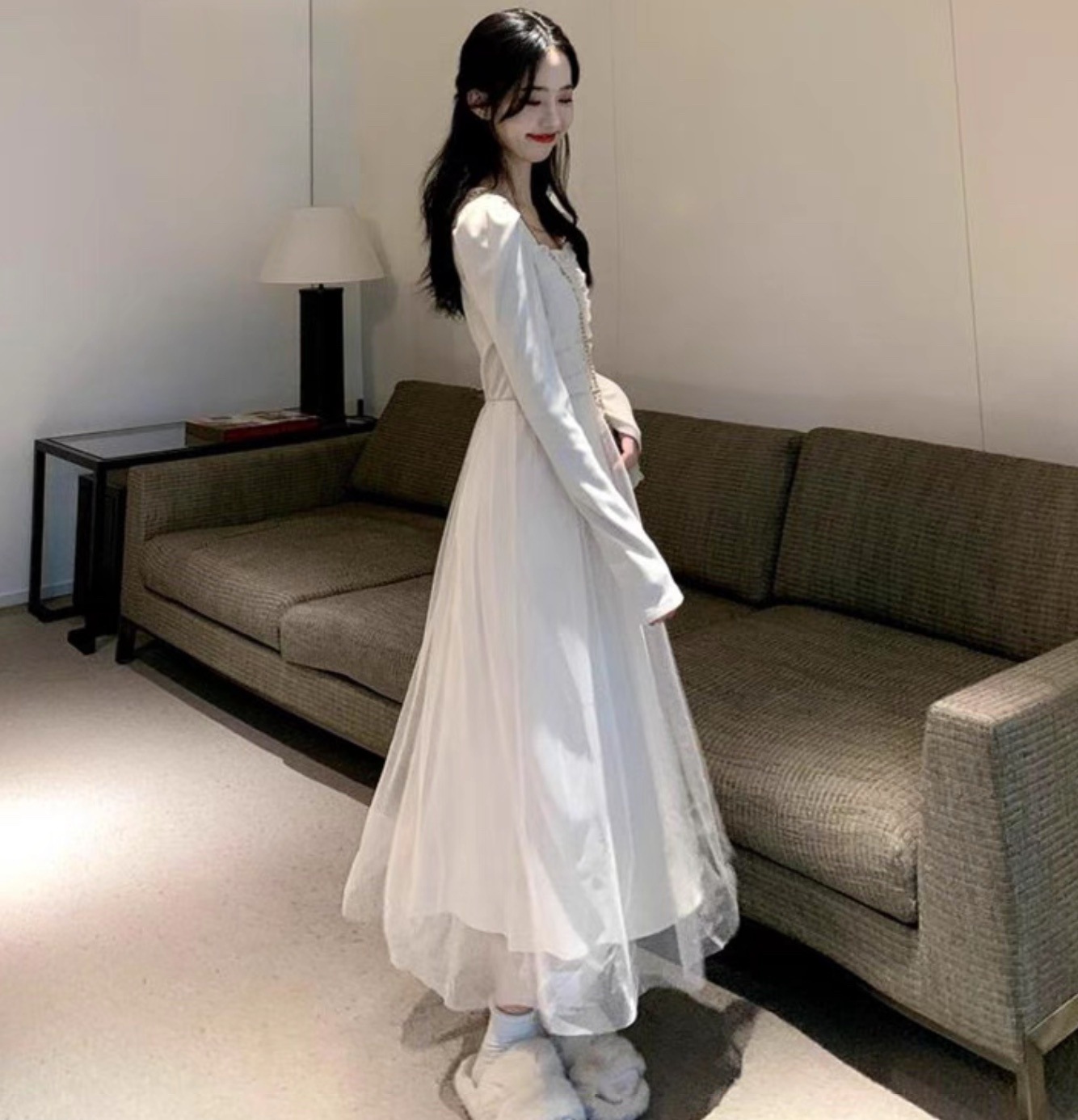 レディース ワンピース フレア ロング 長袖 パフスリーブ バルーン袖 Aライン フェミニン レース チュール ウエストマーク ハイウエスト ボタン ギャザー 異素材ミックス かわいい 大人可愛い レディース ワンピース フレア ロング 長袖 パフスリーブ バルーン袖 Aライン フェミニン レース チュール ウエストマーク ハイウエスト ボタン ギャザー 異素材ミックス かわいい 大人可愛い