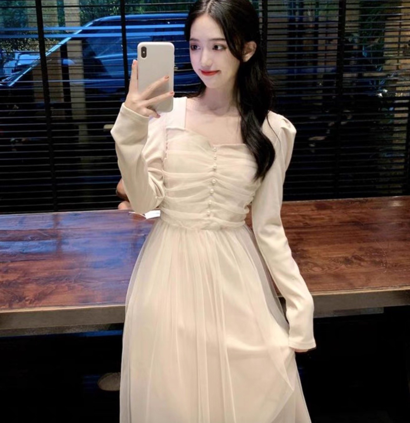 レディース ワンピース フレア ロング 長袖 パフスリーブ バルーン袖 Aライン フェミニン レース チュール ウエストマーク ハイウエスト ボタン ギャザー 異素材ミックス かわいい 大人可愛い レディース ワンピース フレア ロング 長袖 パフスリーブ バルーン袖 Aライン フェミニン レース チュール ウエストマーク ハイウエスト ボタン ギャザー 異素材ミックス かわいい 大人可愛い