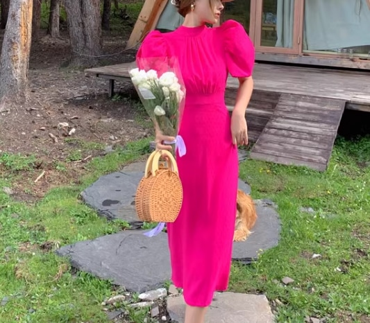 レディース ドレス ワンピース パーティードレス ウェディング パーティー 結婚式 二次会 披露宴 ミモレ ロング 半袖 パフスリーブ ハイネック スタンドカラー セミフレア ウエストマーク レディース ドレス ワンピース パーティードレス ウェディング パーティー 結婚式 二次会 披露宴 ミモレ ロング 半袖 パフスリーブ ハイネック スタンドカラー セミフレア ウエストマーク