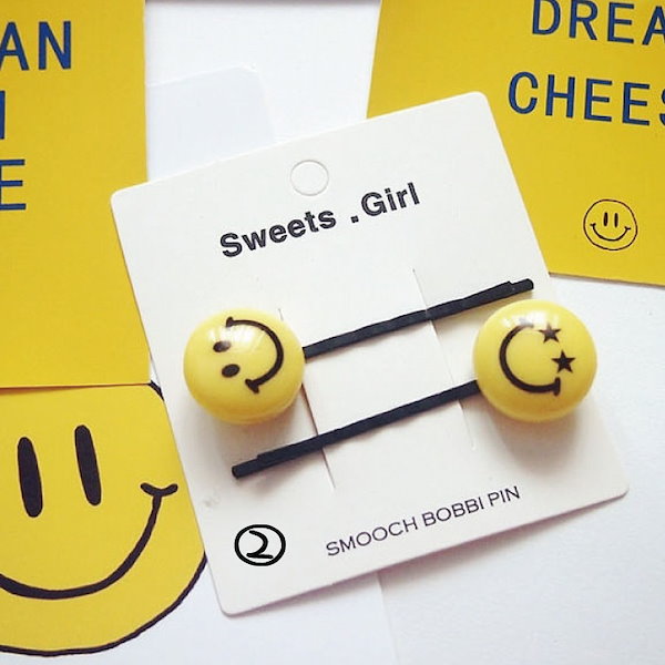ꫛꫀꪝ【スマイルニコちゃん】ベビーヘアクリップ　キッズヘアクリップ　ヘアピン 23〗スマイル ニコちゃん ベビー キッズ ヘアクリップ(ベビー用