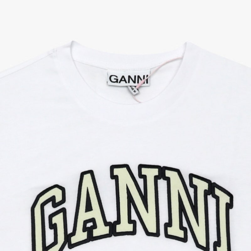 GANNI T4237 151 アニマルロゴプリントレディースショートスリーブTシャツ GANNI T4237 151 アニマルロゴプリントレディースショートスリーブTシャツ