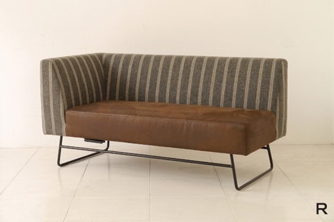 ソファー ソファ 2人掛け ボックスソファ レトロ ブラウン 二人掛け ツートン 完成品 二人用 2人用 幅1400mm 座面高さ410mm