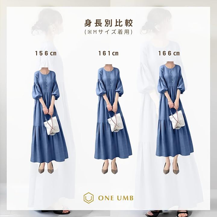 パフスリーブ ワンピース レディース マキシ丈 七分袖(ブラック, S) パフスリーブ ワンピース レディース マキシ丈 七分袖(ブラック, S)