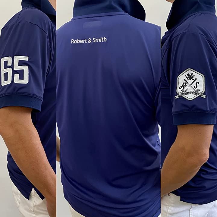ロバートアンドスミス ポロシャツ 機能素材 ゴルフ ウエア 半袖メンズ( ネイビー, M)