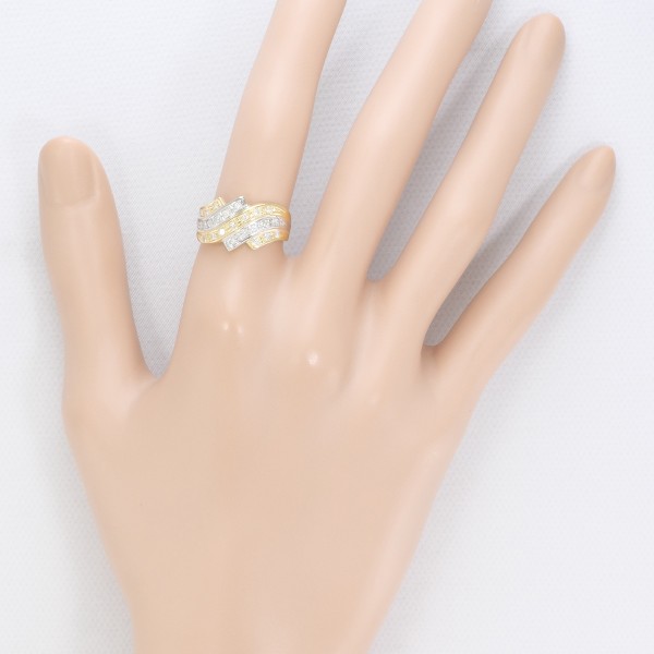 PT900 プラチナ K18YG リング 指輪 11号 ダイヤ 0.36 ジュエリー 中古 PT900 プラチナ K18YG リング 指輪 11号 ダイヤ 0.36 ジュエリー 中古