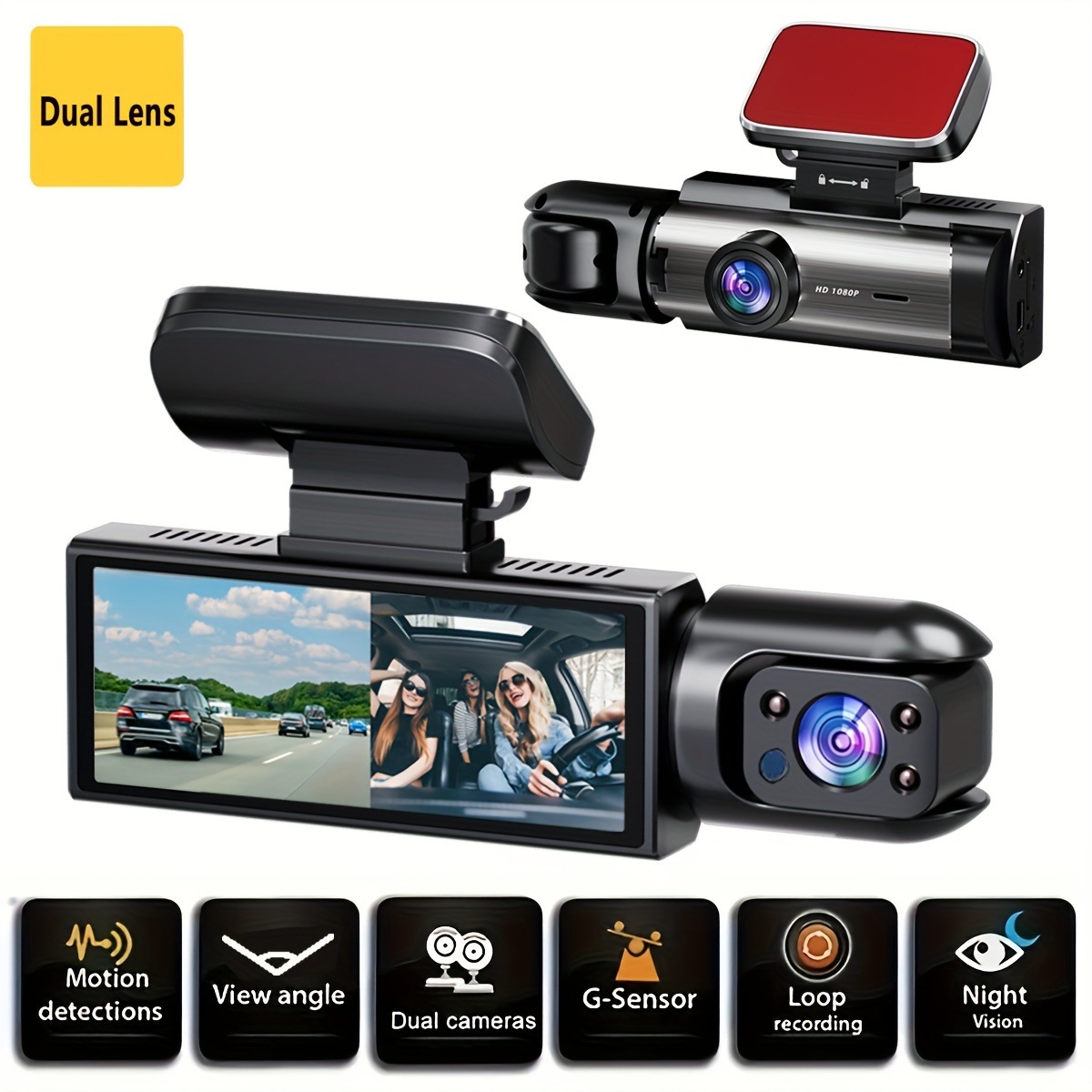 1080P デュアルカメラ ダッシュカム 車用 IR ナイトビジョンループ録画広角レンズ付き - 8.03 cm IPS スクリーン mdprevattcaulkingandwaterproofing.com