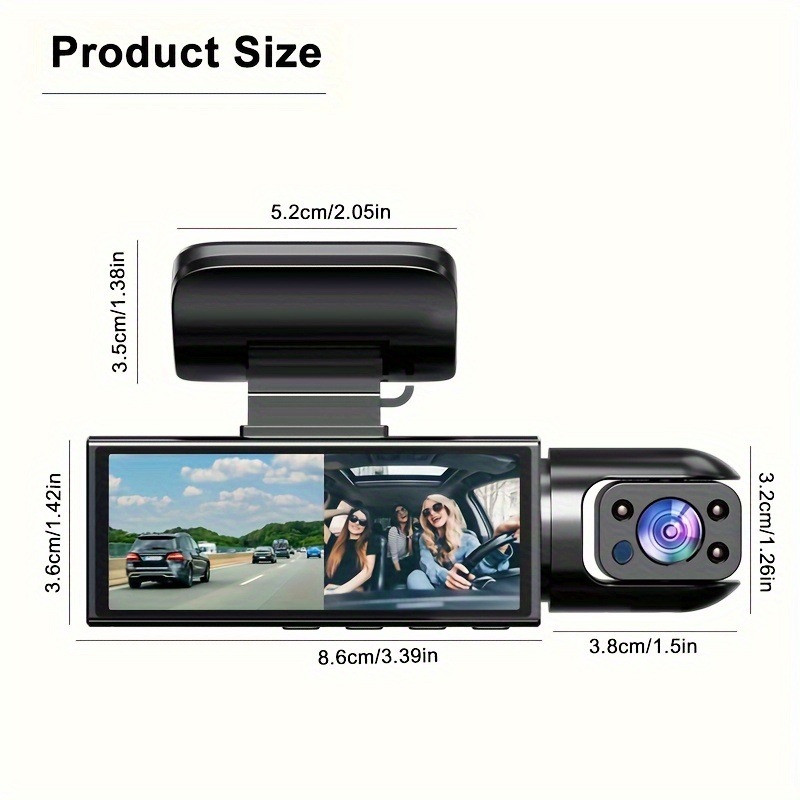 1080P デュアルカメラ ダッシュカム 車用 IR ナイトビジョンループ録画広角レンズ付き - 8.03 cm IPS スクリーン mdprevattcaulkingandwaterproofing.com