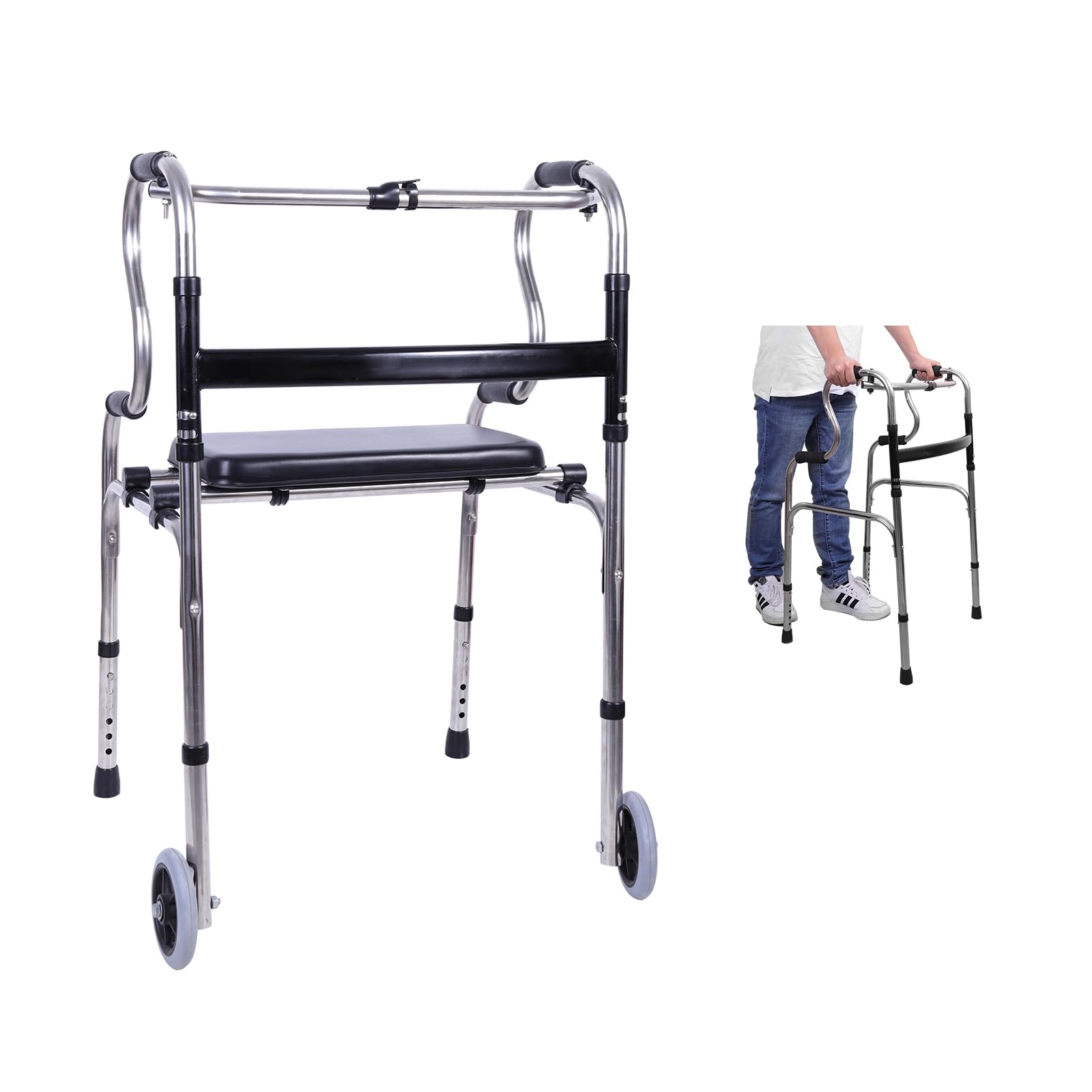 歩行器 高齢者用 軽量 大人用 室内 介護 立ち上がり補助 キャスター シートボード付き 交互 固定 2way コンパクト ステンレス 高さ調節 折り畳み 脚部取替可 組立不要 取扱説明書付き 歩行器 高齢者用 軽量 大人用 室内 介護 立ち上がり補助 キャスター シートボード付き 交互 固定 2way コンパクト ステンレス 高さ調節 折り畳み 脚部取替可 組立不要 取扱説明書付き